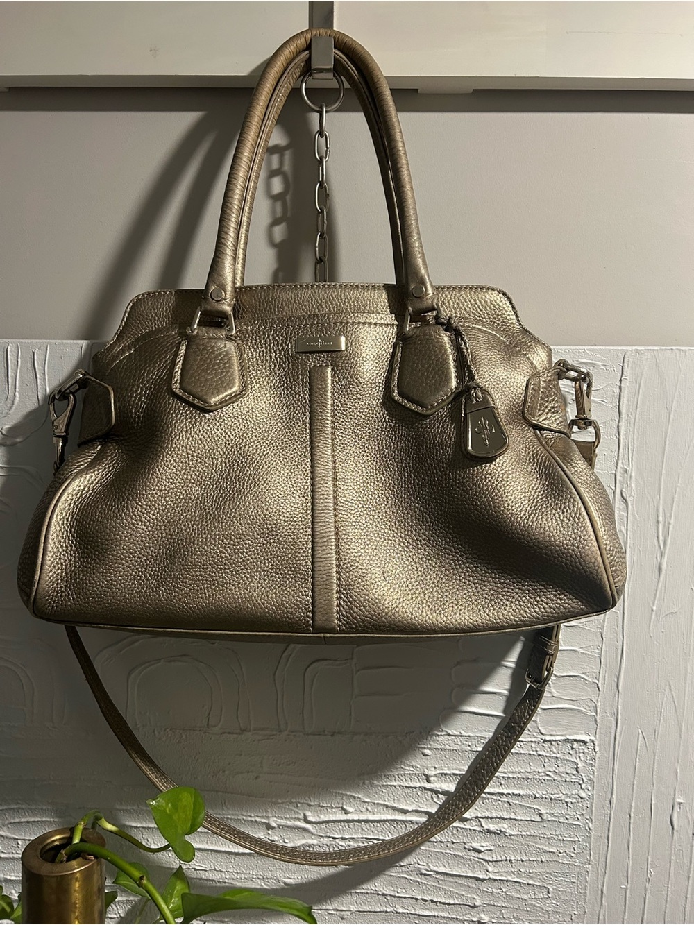 Vintage Cole Haan Eliza Gold Metallic Leather Handbag with Strap